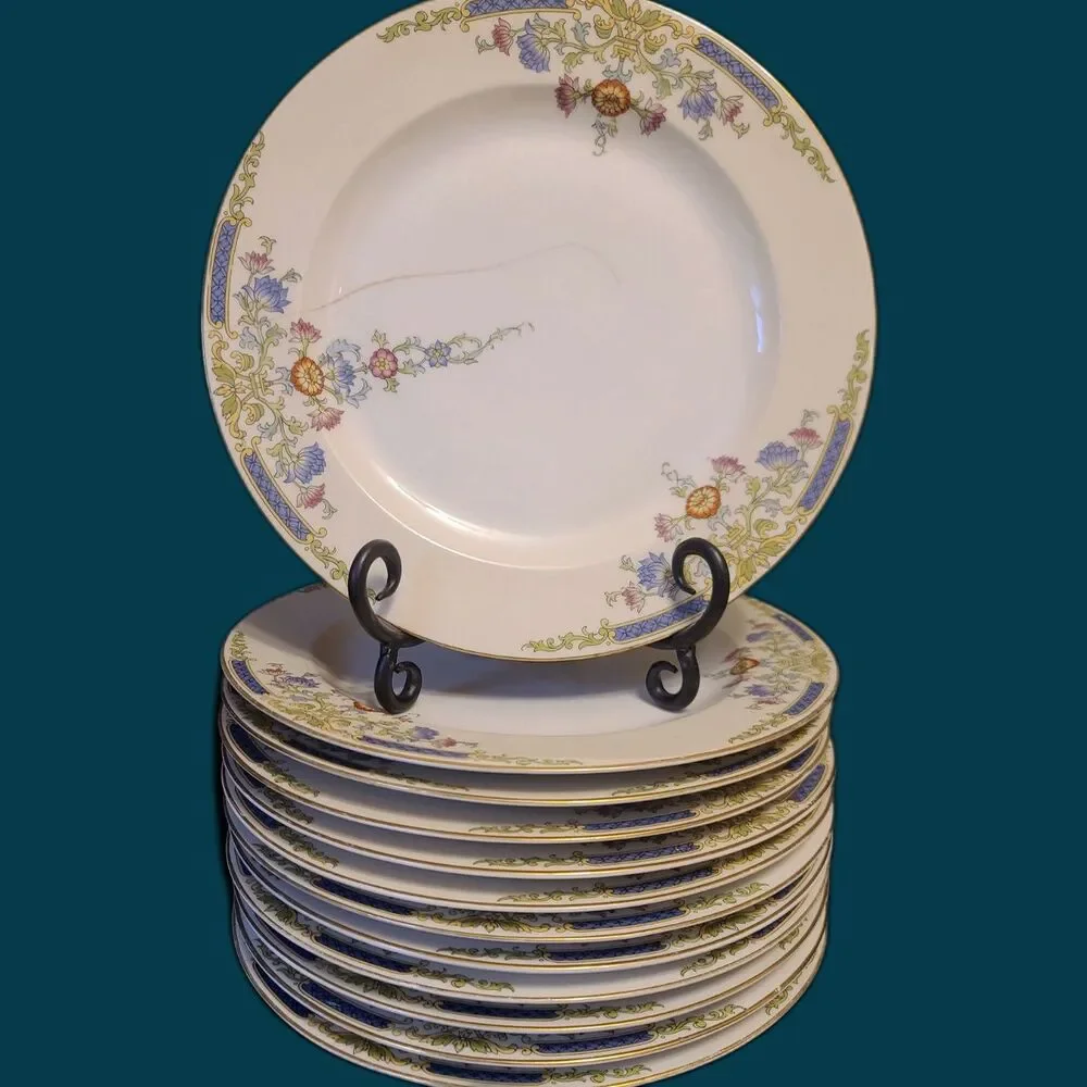 Hutschenreuther Selb HUT6 Floral & Swag Flat Dinner Platel‎ 1920's Antique